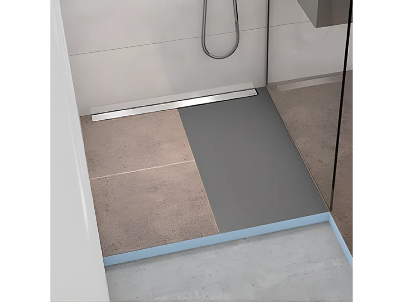 Receveur de douche à carreler 180 x 90 cm Wedi Fundo Riolito Neo + barrette de finition + bonde horizontale + kit d'étanchéité + colle 320