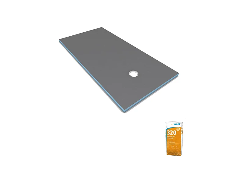 Receveur de douche à carreler 120 x 90 WEDI Fundo Primo rectangle écoulement excentré + colle 320