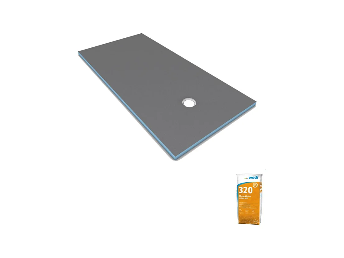 Receveur de douche à carreler 120 x 90 WEDI Fundo Primo rectangle écoulement excentré + colle 320