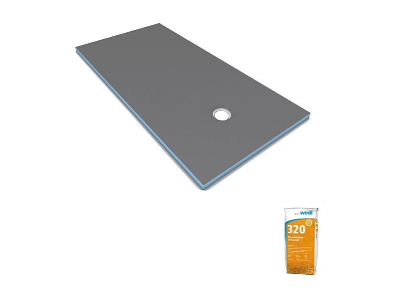 Receveur de douche à carreler 120 x 90 WEDI Fundo Primo rectangle écoulement excentré + colle 320