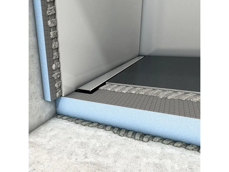 Receveur à carreler WEDI Fundo Riolito Neo + barrette de finition inox + bonde verticale + kit d'étanchéité 160 x 100 cm