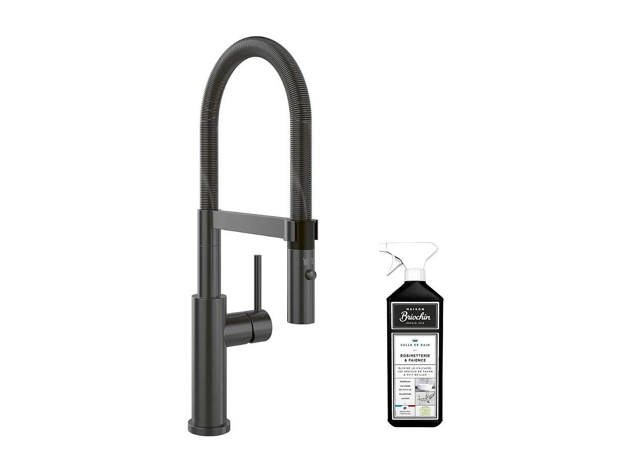 Robinet cuisine VILLEROY ET BOCH Steel expert 2.0 anthracite + nettoyant