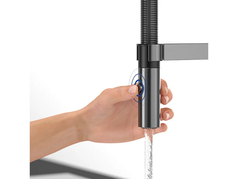 Robinet cuisine VILLEROY ET BOCH Steel expert 2.0 anthracite + nettoyant