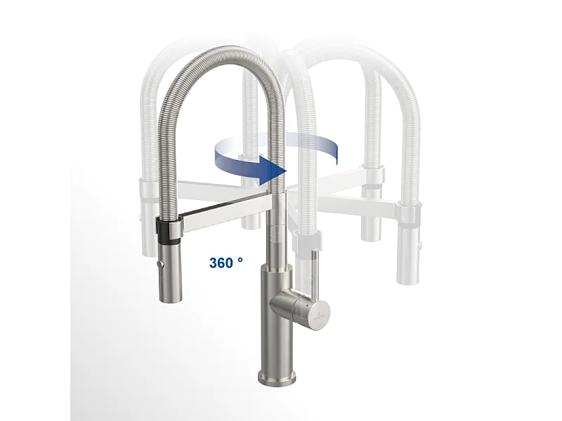 Robinet cuisine VILLEROY ET BOCH Steel expert 2.0 anthracite + nettoyant