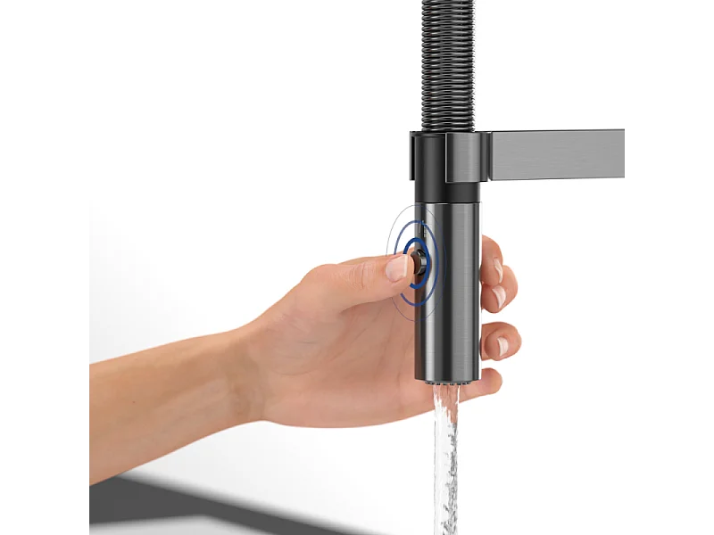 Robinet cuisine VILLEROY ET BOCH Steel expert 2.0 anthracite + nettoyant