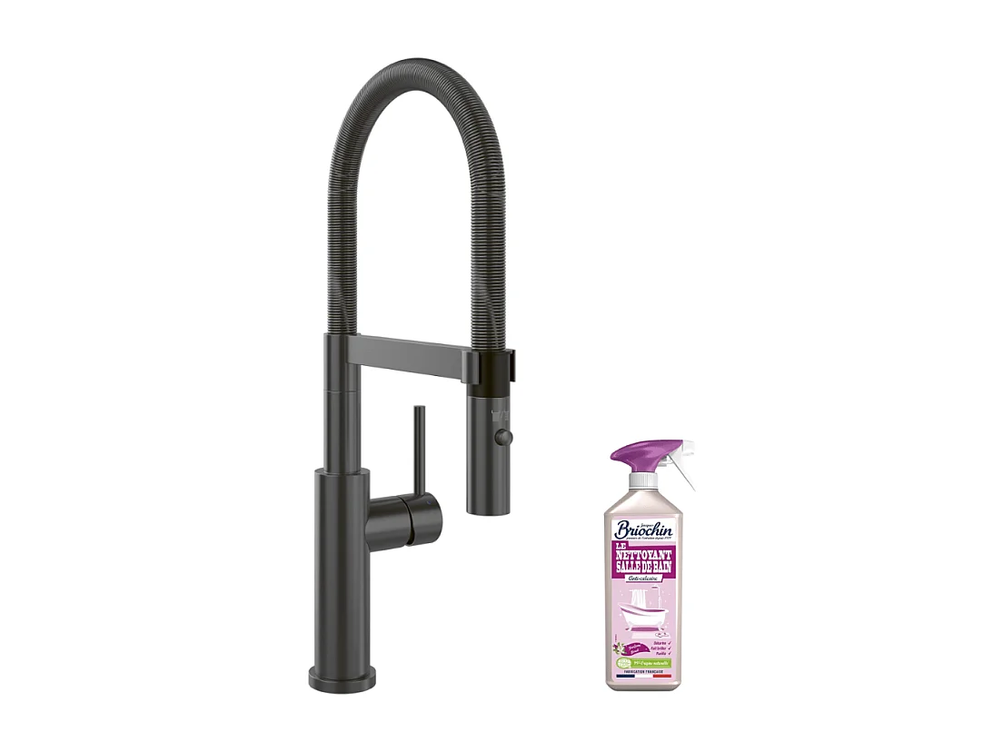 Robinet cuisine VILLEROY ET BOCH Steel expert 2.0 anthracite + nettoyant