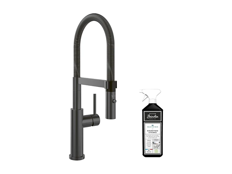 Robinet cuisine VILLEROY ET BOCH Steel expert 2.0 anthracite + nettoyant