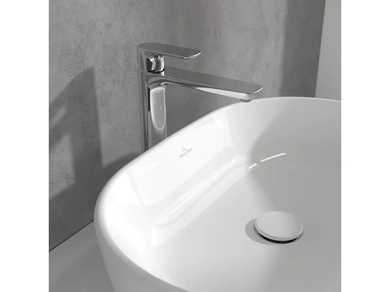 Mitigeur lavabo surélevé VILLEROY ET BOCH O.novo avec vidage Push Open chrome