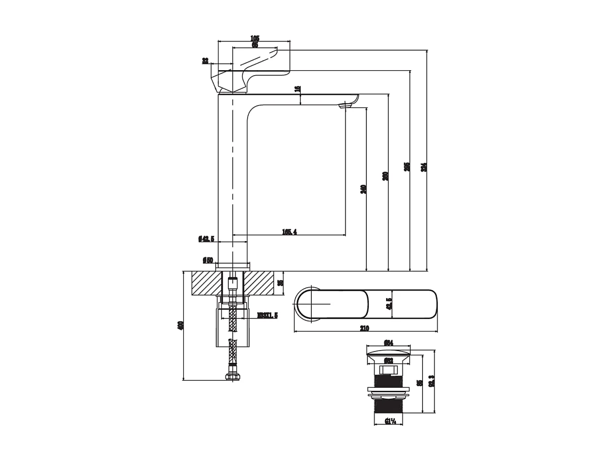 Mitigeur lavabo surélevé VILLEROY ET BOCH O.novo avec vidage Push Open chrome