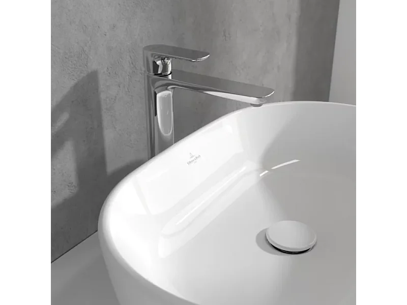 Mitigeur lavabo surélevé VILLEROY ET BOCH O.novo avec vidage Push Open chrome