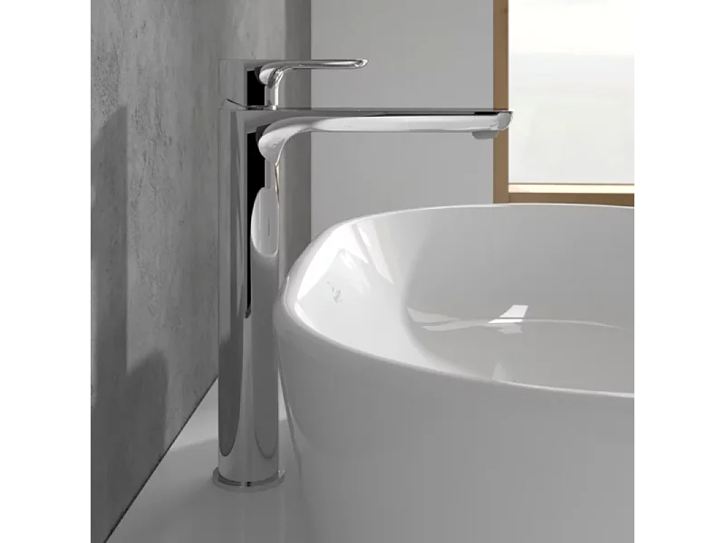 Mitigeur lavabo surélevé VILLEROY ET BOCH O.novo avec vidage Push Open chrome