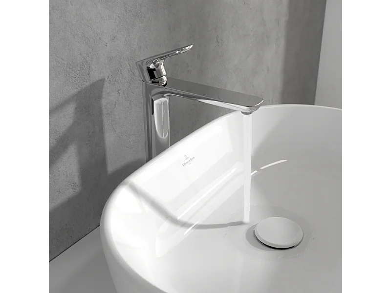 Mitigeur lavabo surélevé VILLEROY ET BOCH O.novo avec vidage Push Open chrome