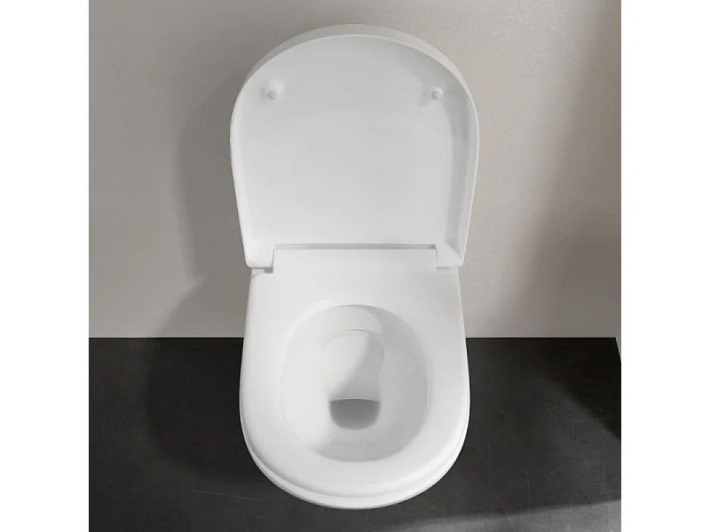 Pack WC sans bride VILLEROY ET BOCH O novo abattant frein de chute + bâti-support sol et mur Viconnect PRO + plaque Chromé mat