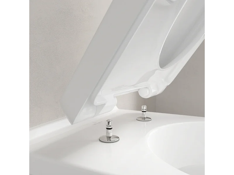 Pack WC sans bride VILLEROY ET BOCH O novo abattant frein de chute + bâti-support sol et mur Viconnect PRO + plaque Chromé mat