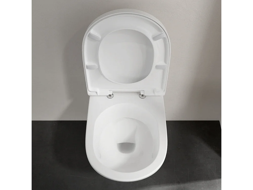Pack WC sans bride VILLEROY ET BOCH O novo abattant frein de chute + bâti-support sol et mur Viconnect PRO + plaque Chromé mat