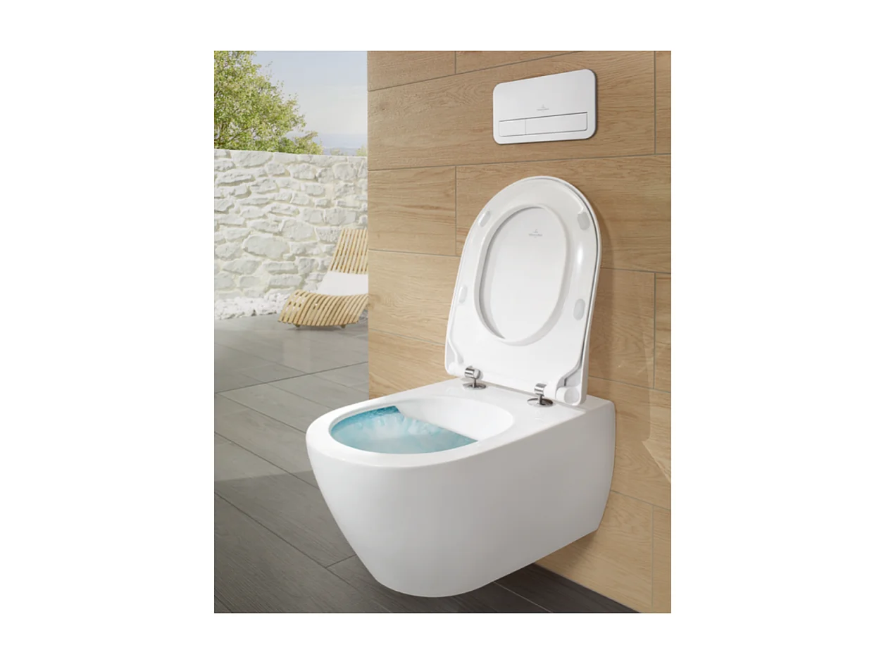 Pack WC sans bride VILLEROY ET BOCH Subway 2.0 avec abattant frein de chute + bâti Viconnect PRO + plaque blanche