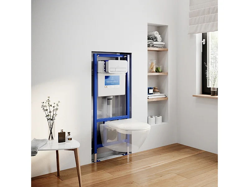 Pack WC sans bride VILLEROY ET BOCH Subway 2.0 avec abattant frein de chute + bâti Viconnect PRO + plaque blanche