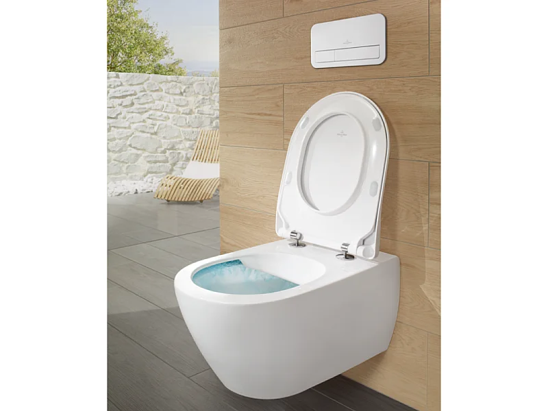 Pack WC sans bride VILLEROY ET BOCH Subway 2.0 avec abattant frein de chute + bâti Viconnect PRO + plaque blanche