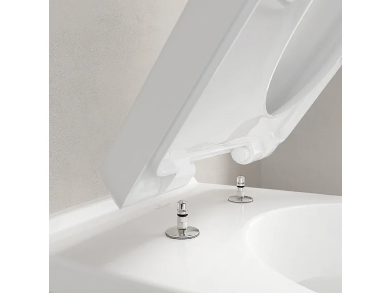 Pack WC sans bride VILLEROY ET BOCH O novo avec abattant frein de chute + bâti Viconnect PRO + plaque blanche
