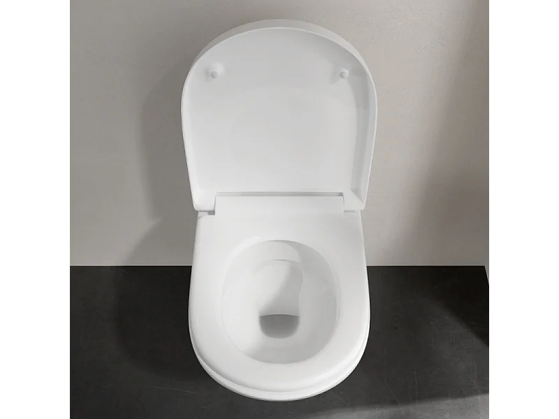 Pack WC sans bride VILLEROY ET BOCH O novo avec abattant frein de chute + bâti-support sol et mur Viconnect PRO + plaque Chromé