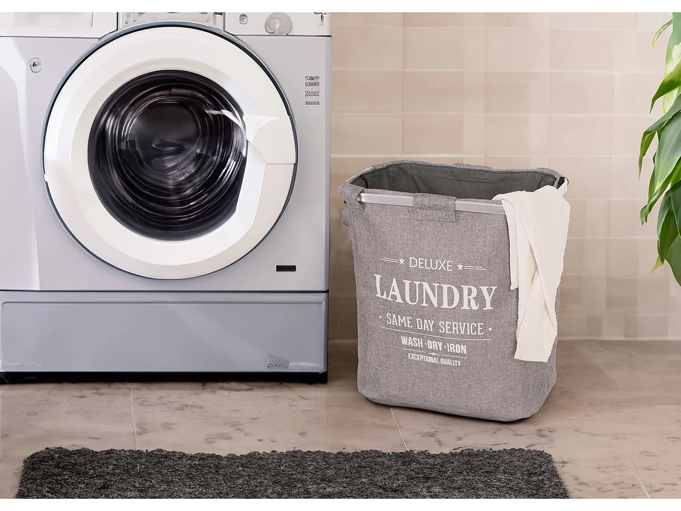 Cubo de la ropa MCW-C34 con red 82l,  gris