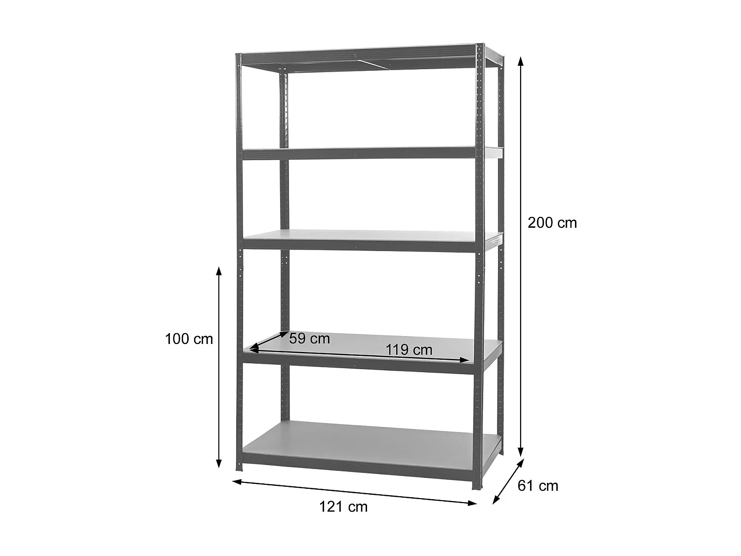 Zwaar belastbaar rek MCW-E33,  gegalvaniseerd 200x120x60cm