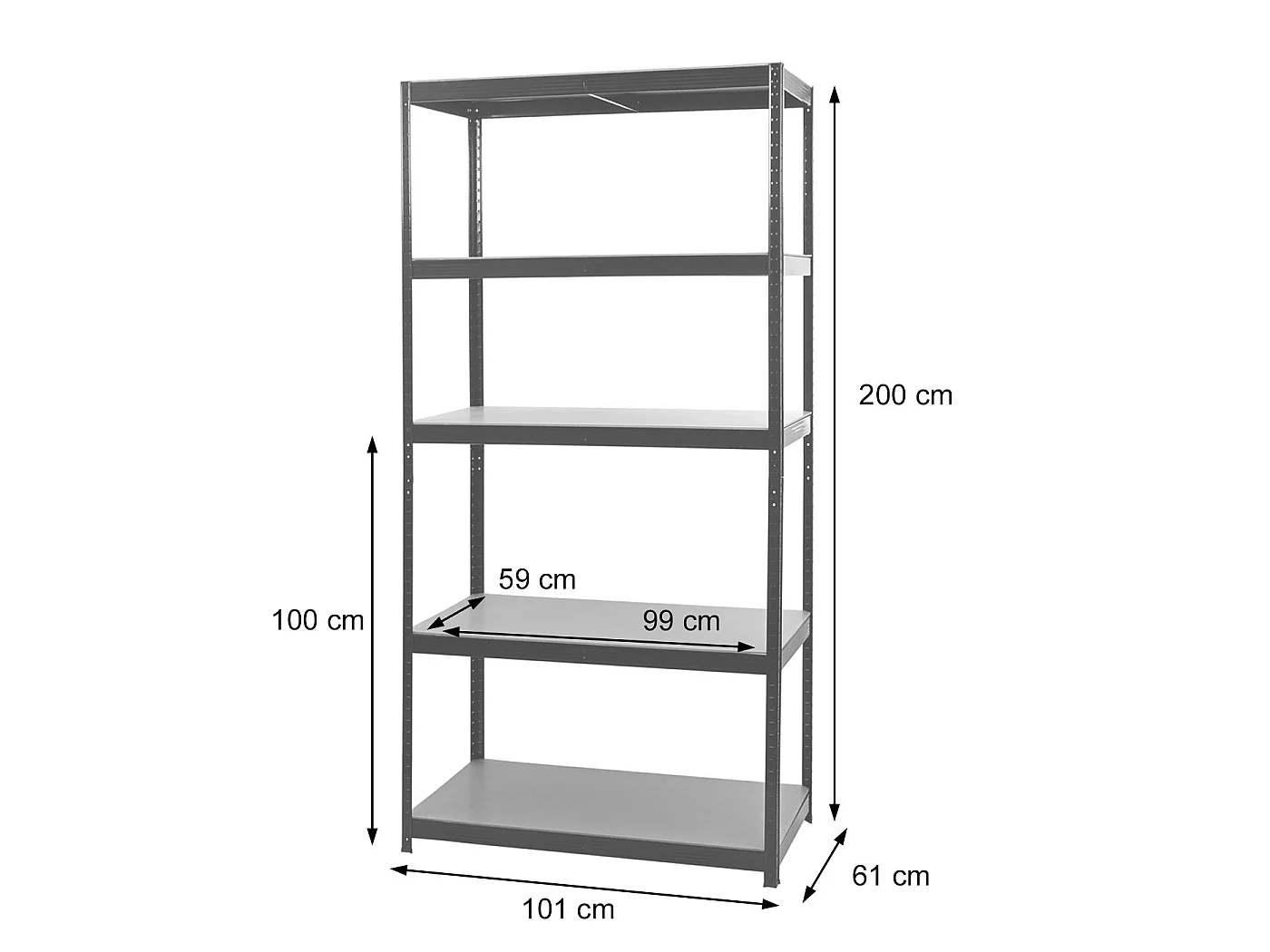 Rayonnage pour charges lourdes MCW-E33,  galvanisé 200x100x60cm