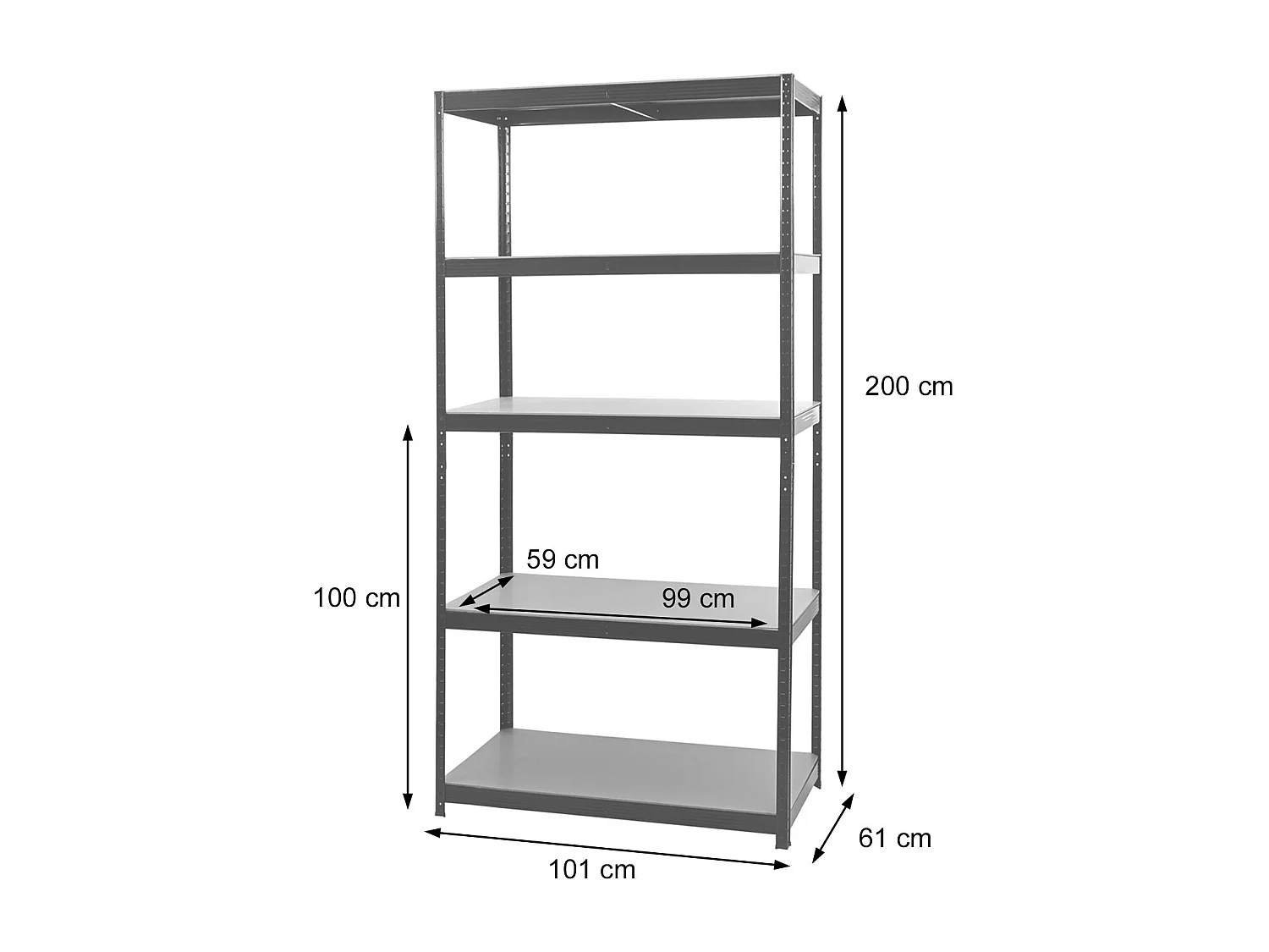 Rayonnage pour charges lourdes MCW-E33,  galvanisé 200x100x60cm