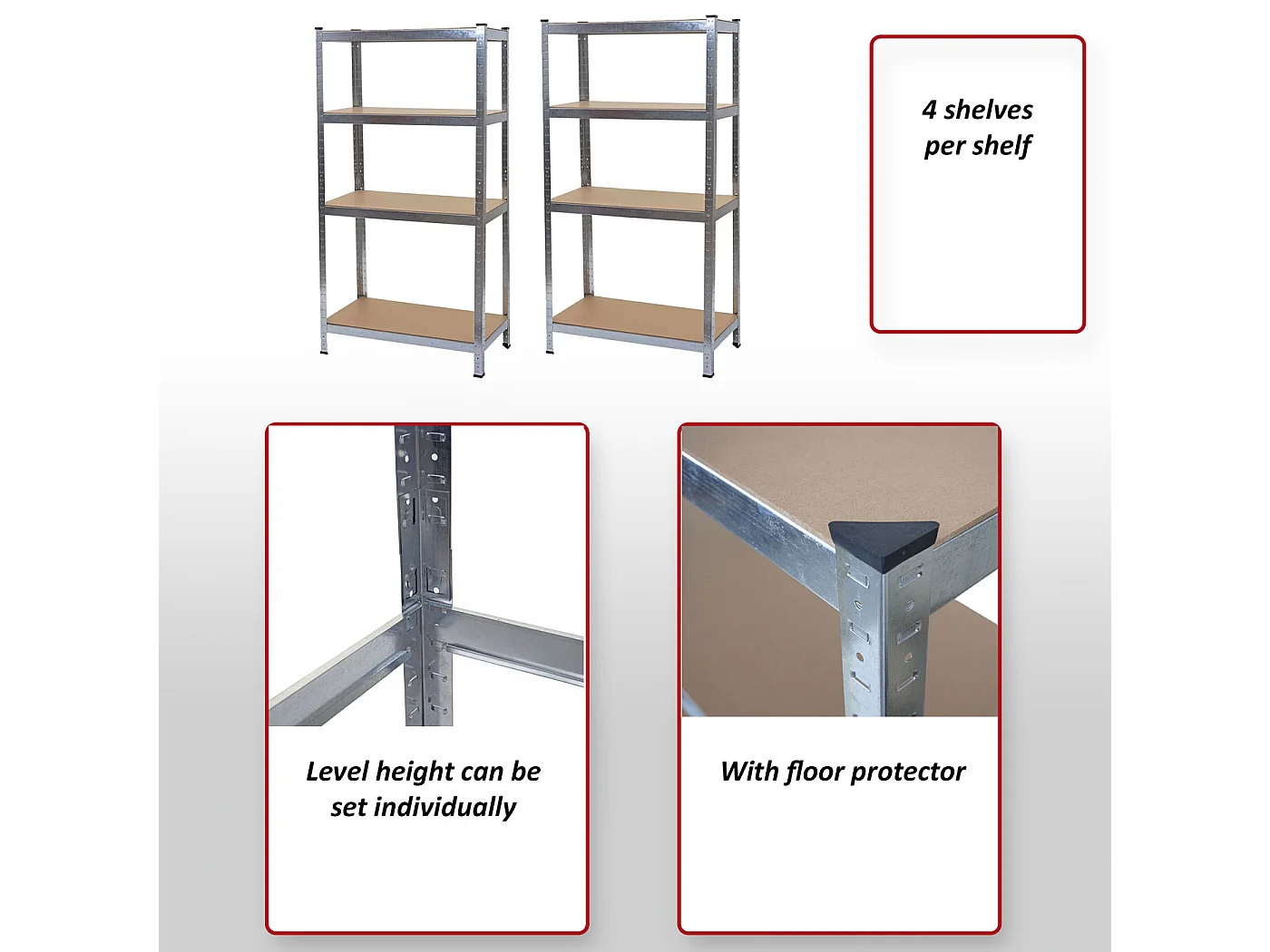 Zwaar belastbare stelling MCW-D67 (set van 2),  gegalvaniseerd