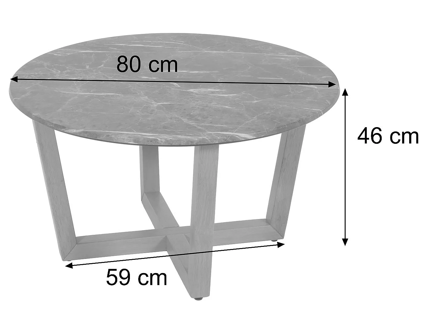 Tavolino rotondo salotto divano MCW-M61 Ø80cm legno laminato HPL melaminico gambe scure effetto palissandro