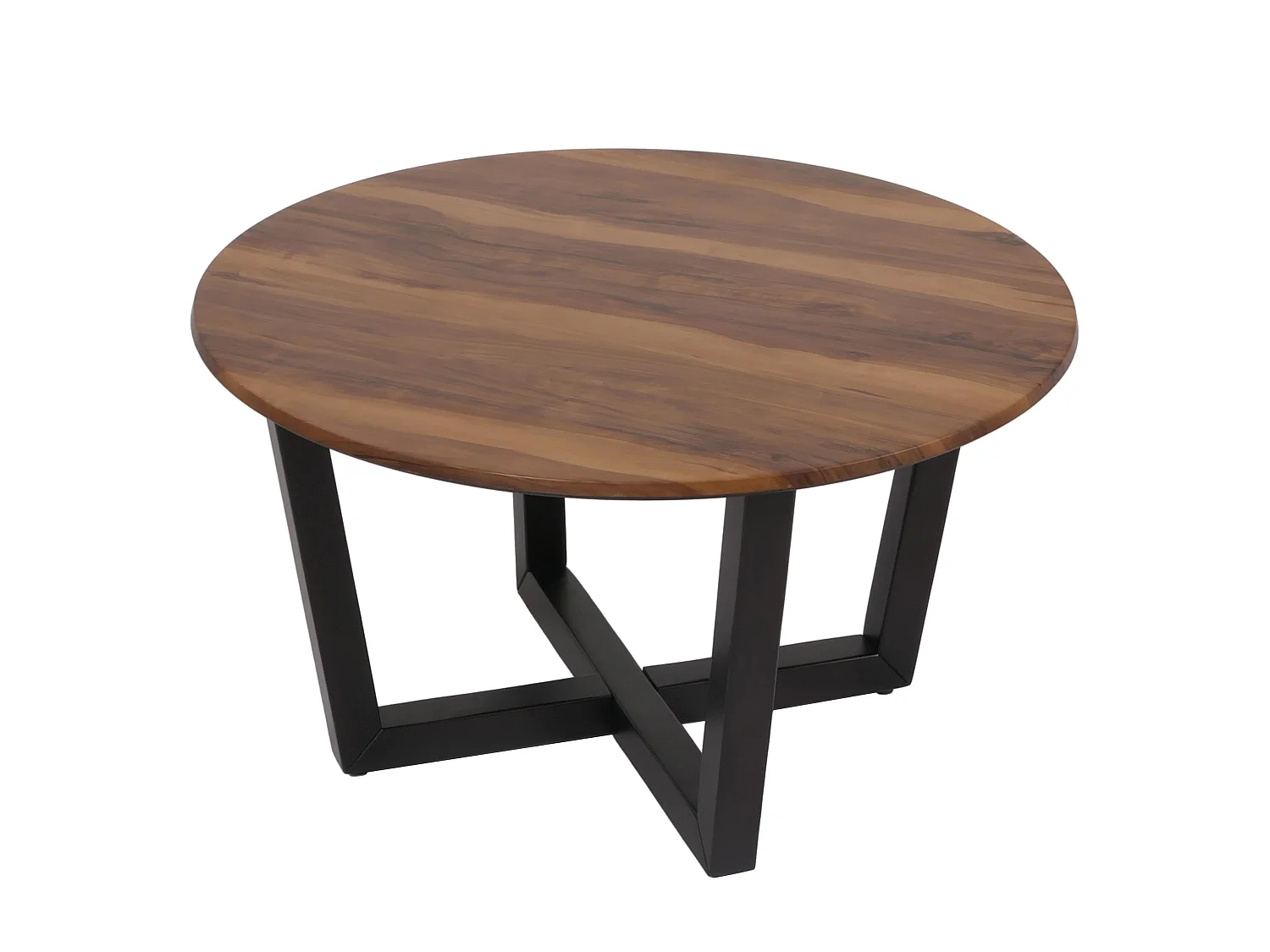 Couchtisch MCW-M61, Beistelltisch Sofatisch, Massiv-Holz HPL Laminat Melamin Ø80cm, Sheesham Holz-Optik, dunkles Gestell