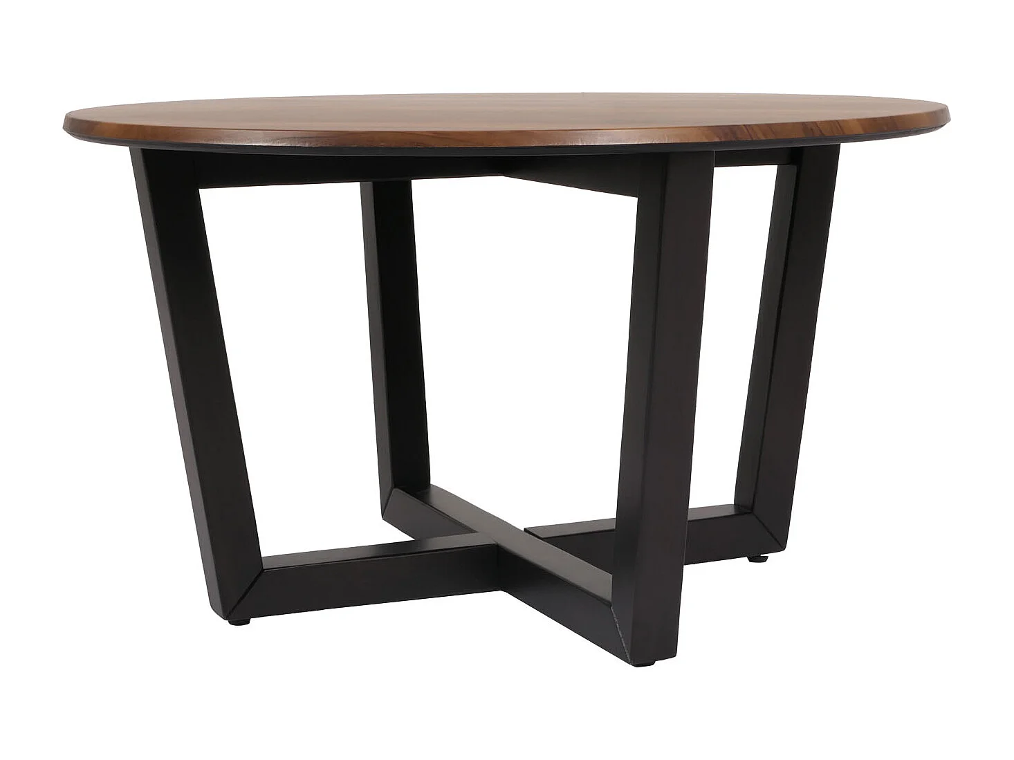 Couchtisch MCW-M61, Beistelltisch Sofatisch, Massiv-Holz HPL Laminat Melamin Ø80cm, Sheesham Holz-Optik, dunkles Gestell