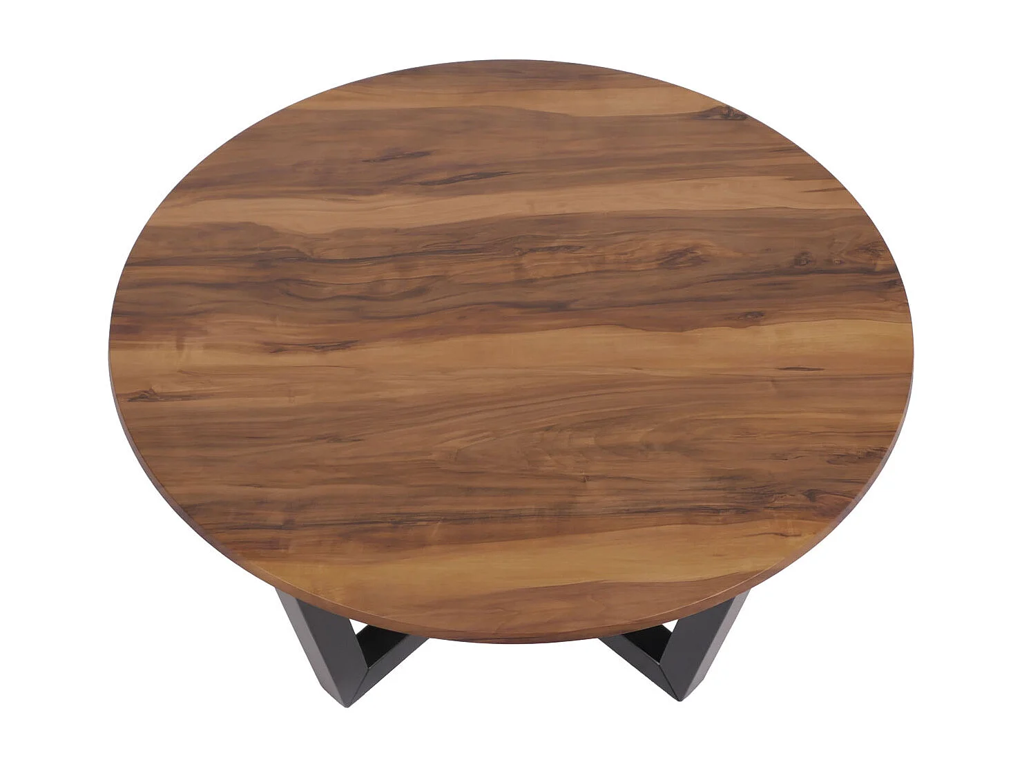 Couchtisch MCW-M61, Beistelltisch Sofatisch, Massiv-Holz HPL Laminat Melamin Ø80cm, Sheesham Holz-Optik, dunkles Gestell