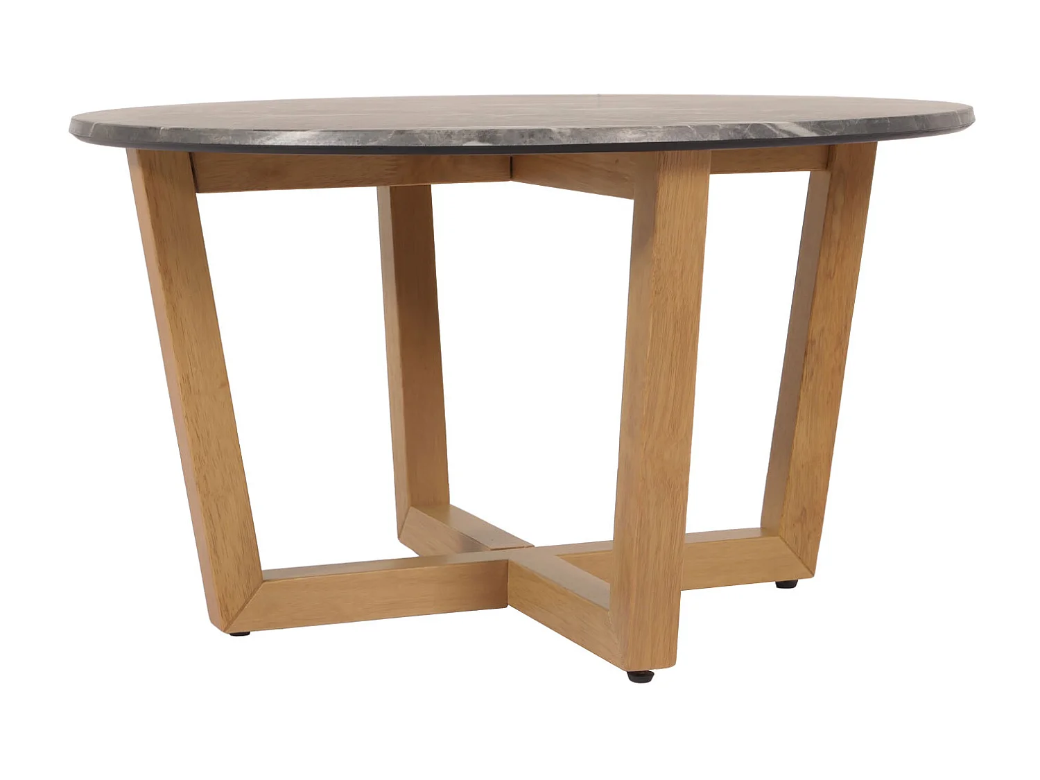 Couchtisch MCW-M61, Beistelltisch Sofatisch, Massiv-Holz HDF Laminat Melamin Ø80cm, Marmor/Stein-Optik, helles Gestell