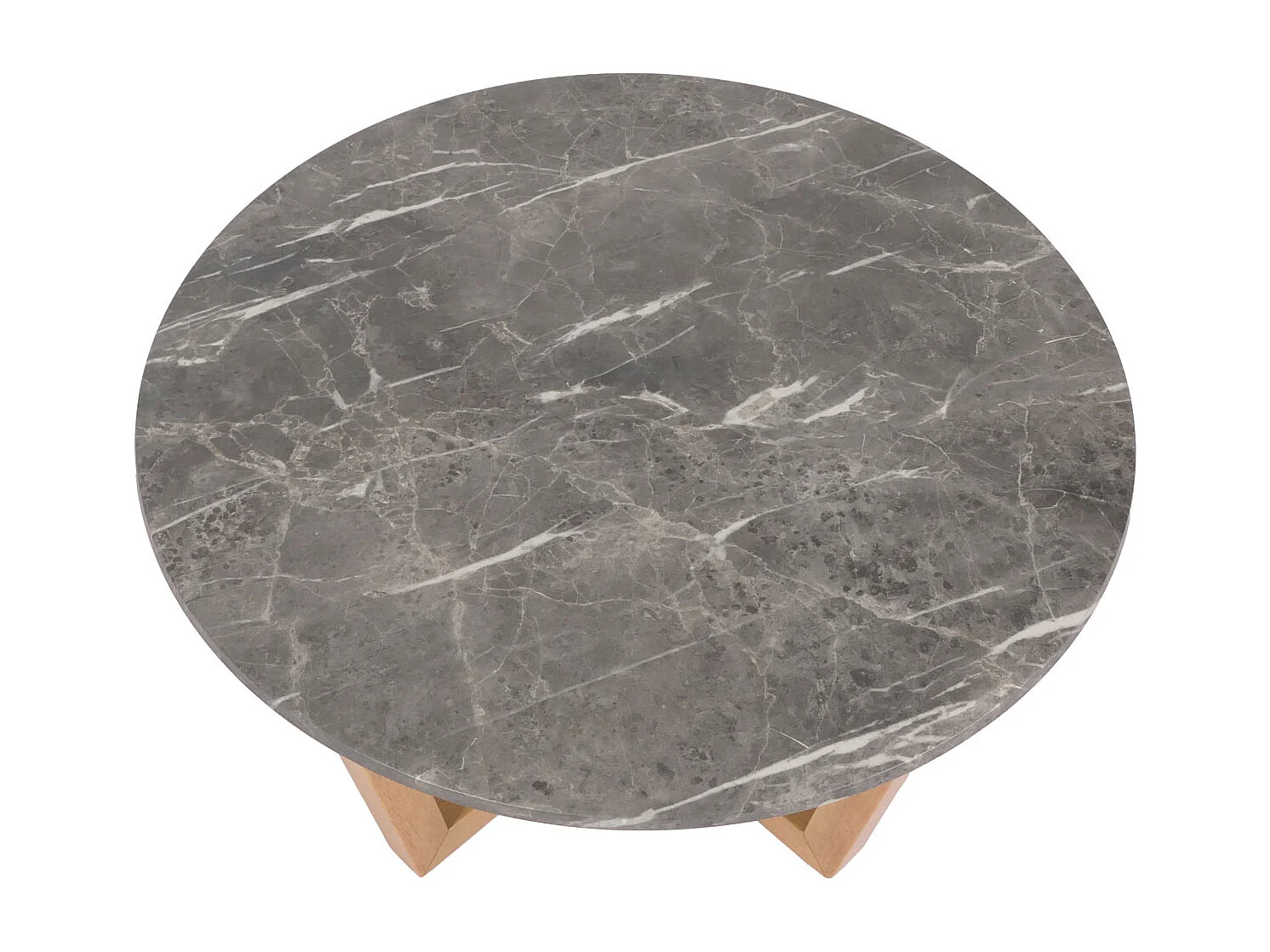 Couchtisch MCW-M61, Beistelltisch Sofatisch, Massiv-Holz HDF Laminat Melamin Ø80cm, Marmor/Stein-Optik, helles Gestell