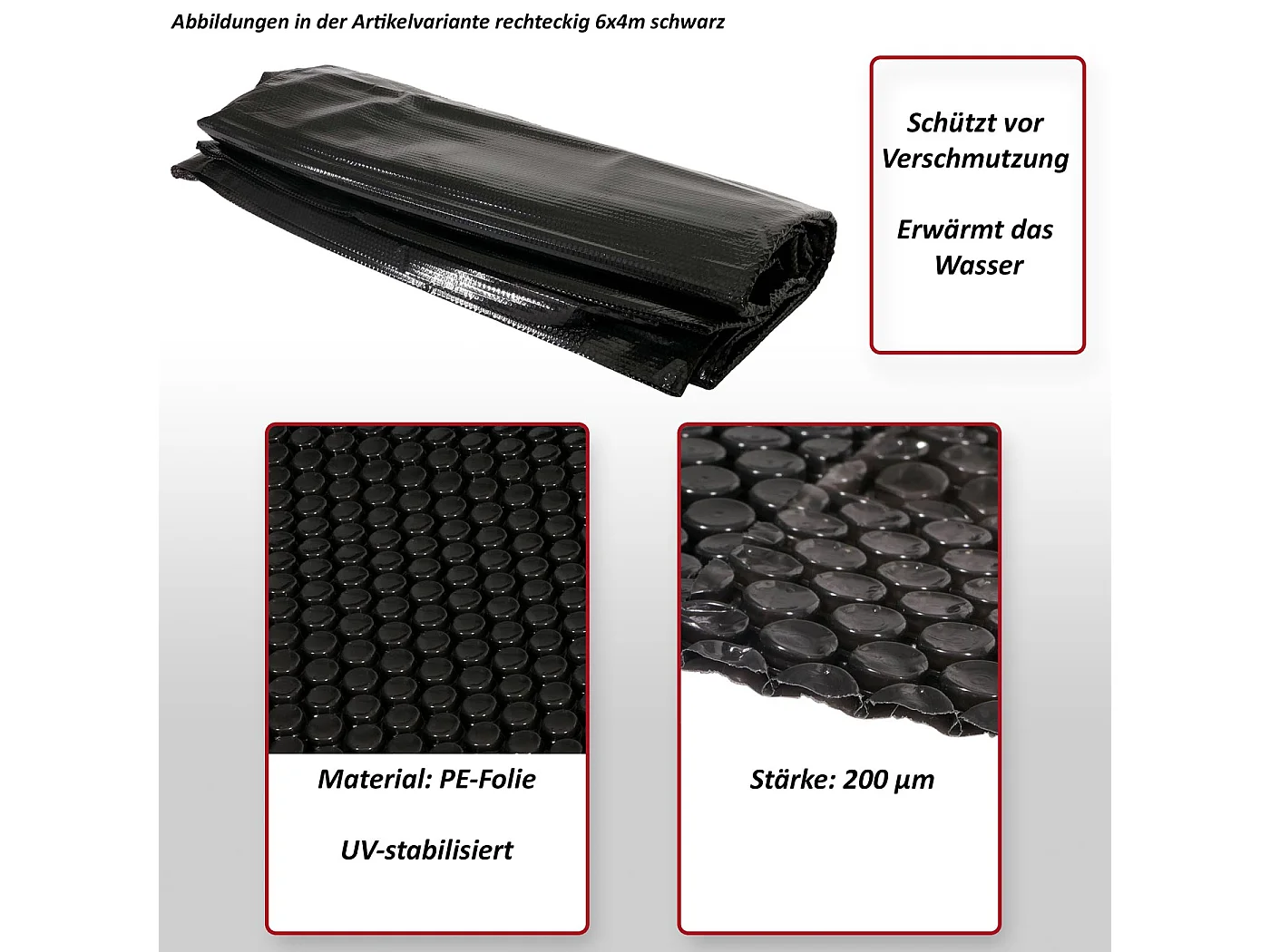 Cobertura da piscina,  retangular 3x2m preto