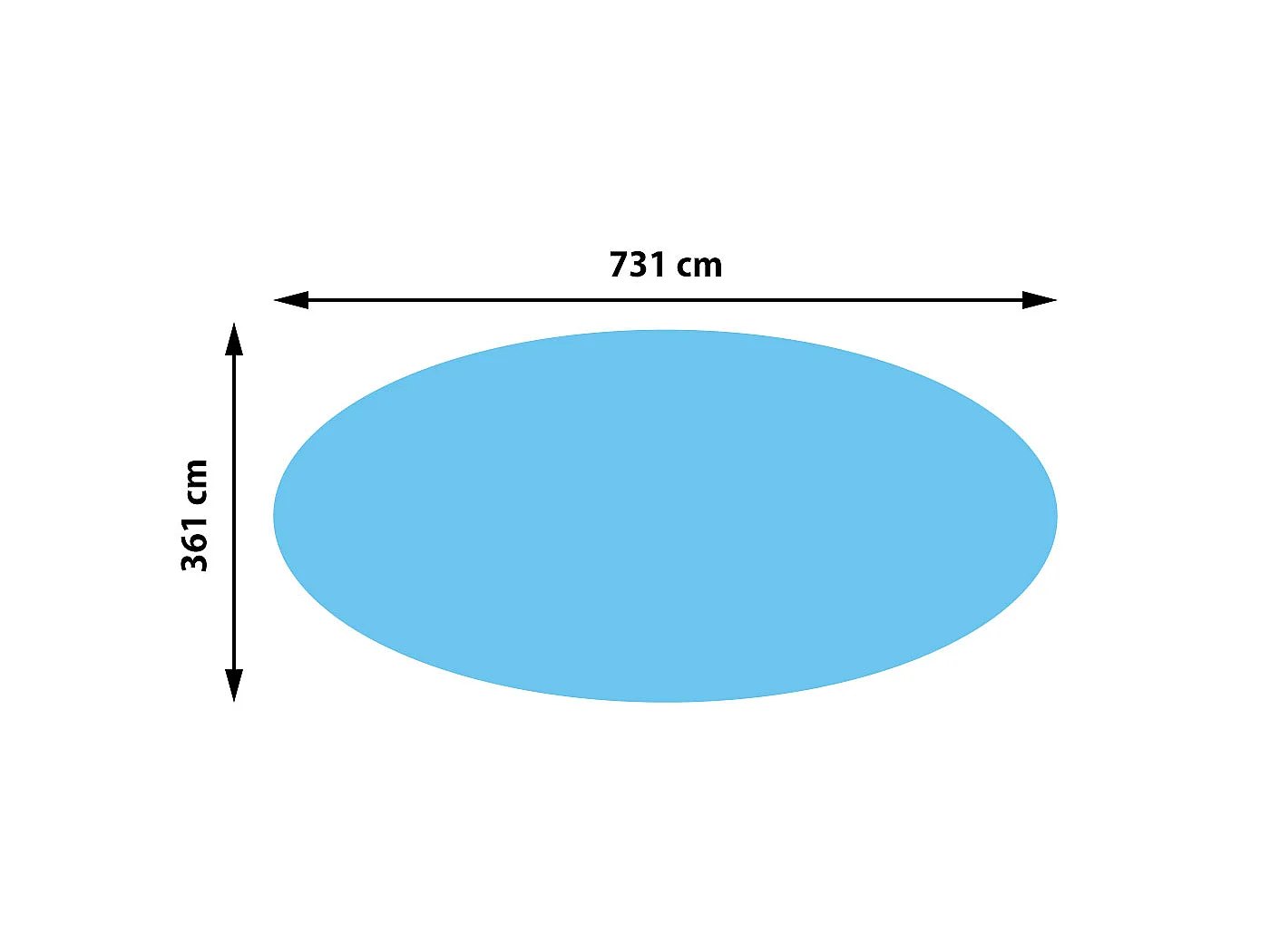Couverture de piscine 400 µm,  ovale, 7,31x3,61 m