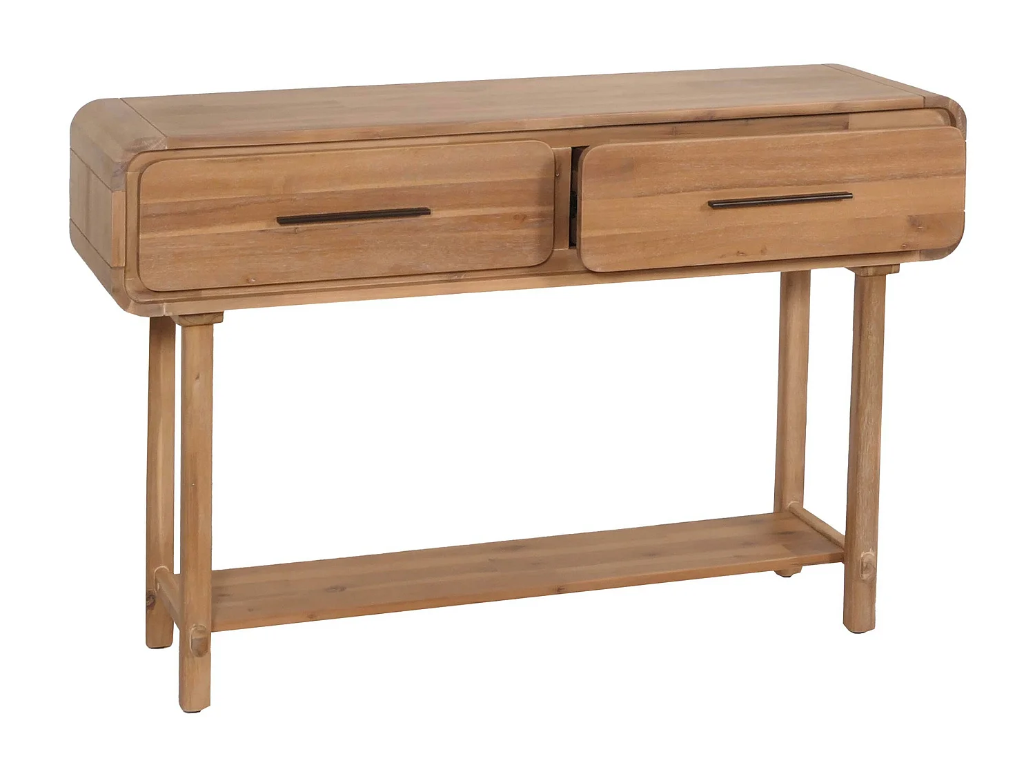 Consolle scrivania vintage MCW-M47 80x120x35cm rattan legno acacia teak