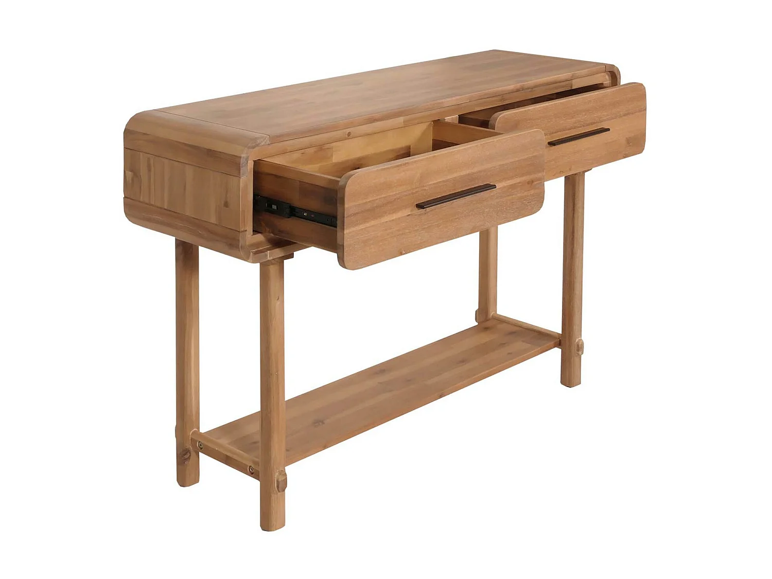 Consolle scrivania vintage MCW-M47 80x120x35cm rattan legno acacia teak