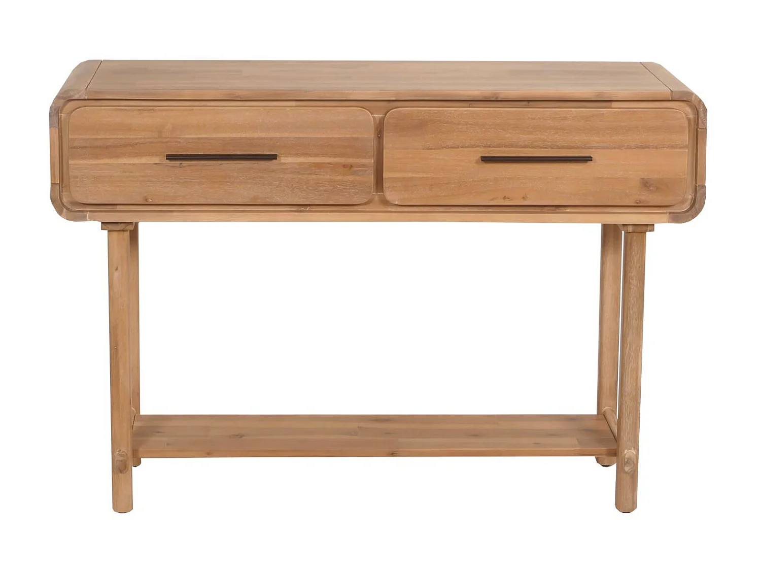 Consolle scrivania vintage MCW-M47 80x120x35cm rattan legno acacia teak