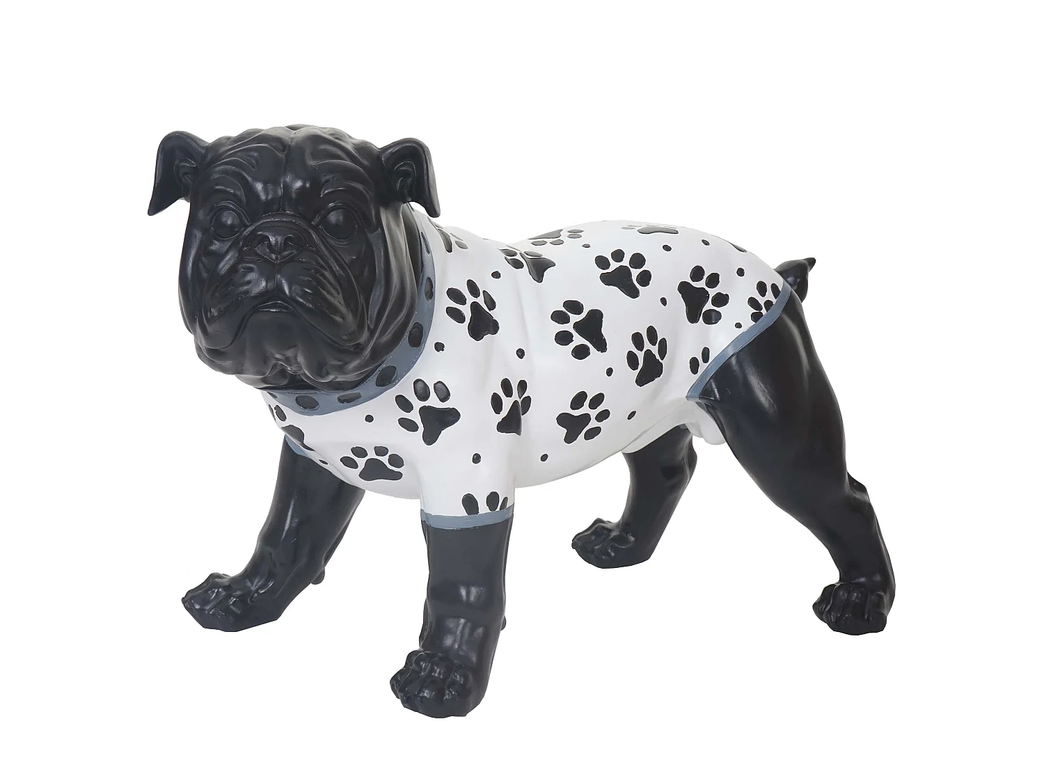 Deko Figur Bulldogge 24cm, Polyresin Skulptur Hund, In-/Outdoor, handbemalt mit Jäckchen