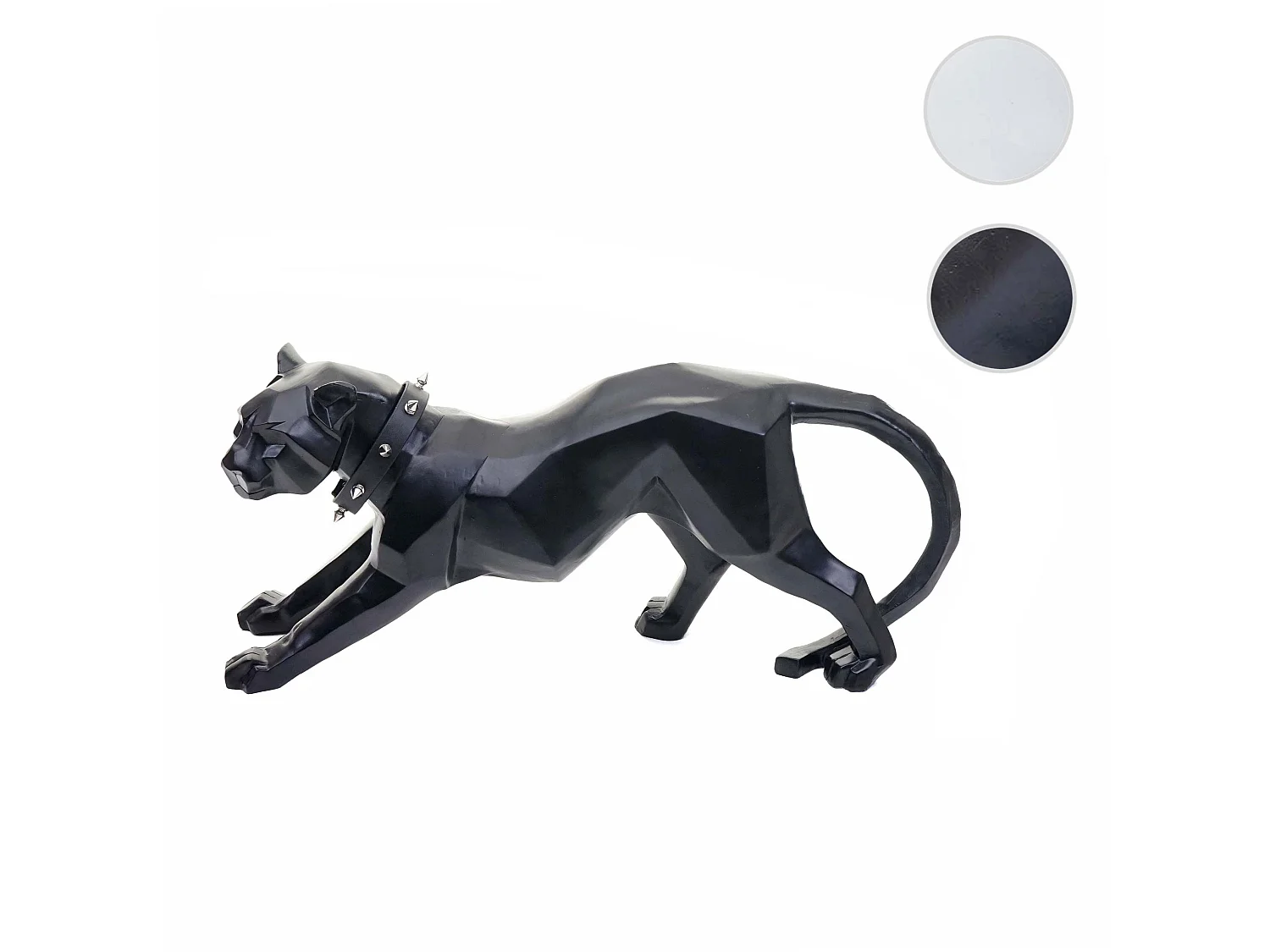 Figura decorativa Leopardo MCW-D36 com colarinho,  preto mate com coleira