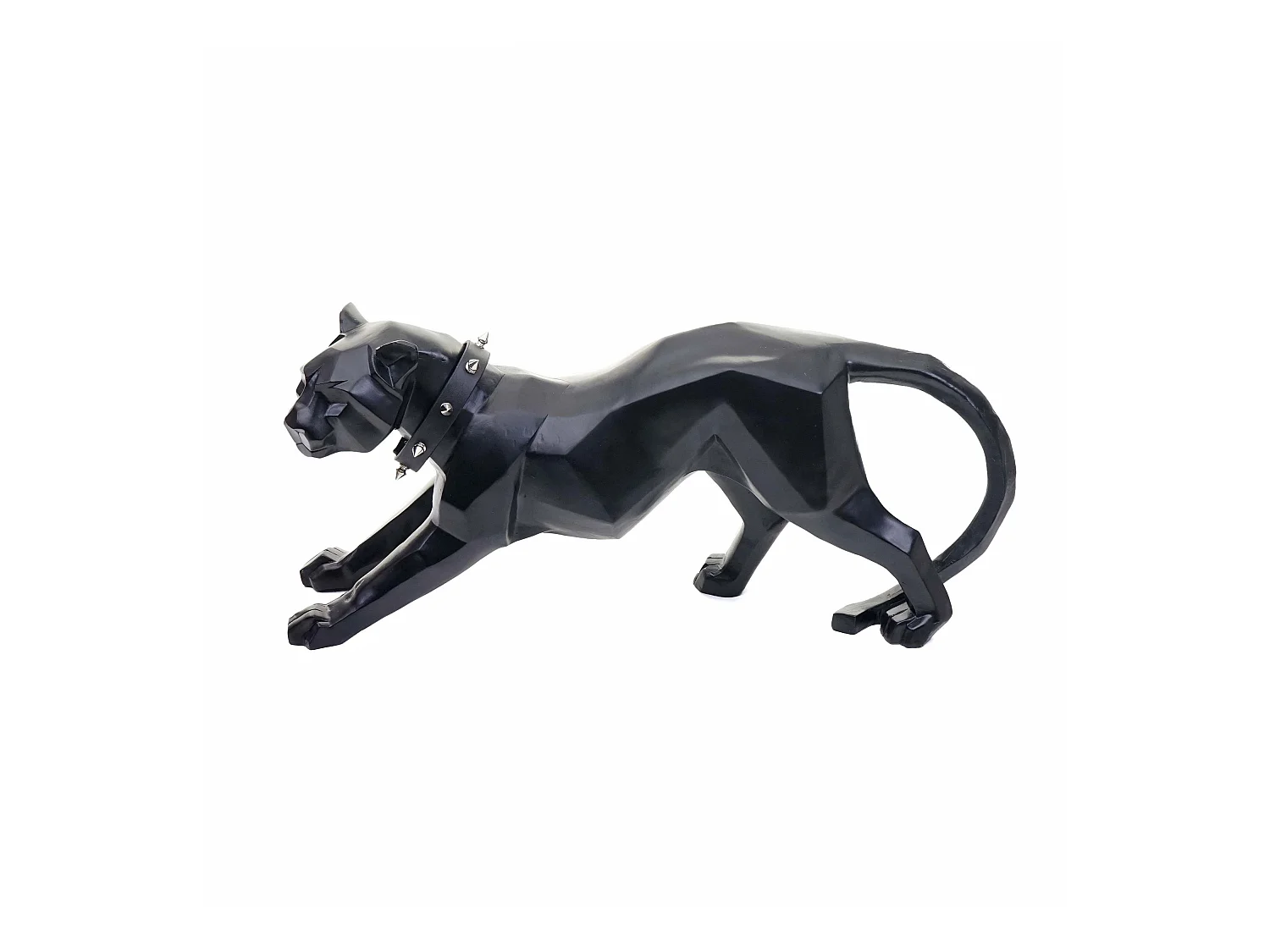 Figurine décorative Léopard MCW-D36 avec collier,  noir mat avec collier