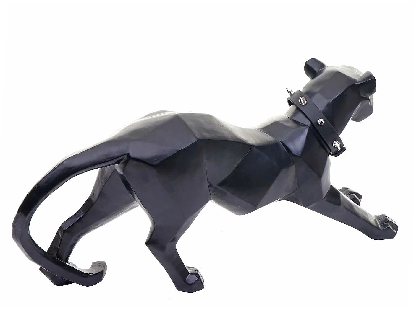 Decoratief figuur Luipaard MCW-D36 met halsband,  zwart mat met kraag