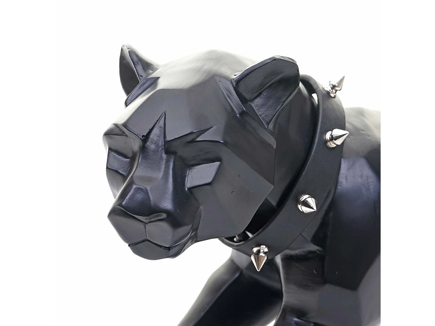 Decoratief figuur Luipaard MCW-D36 met halsband,  zwart mat met kraag