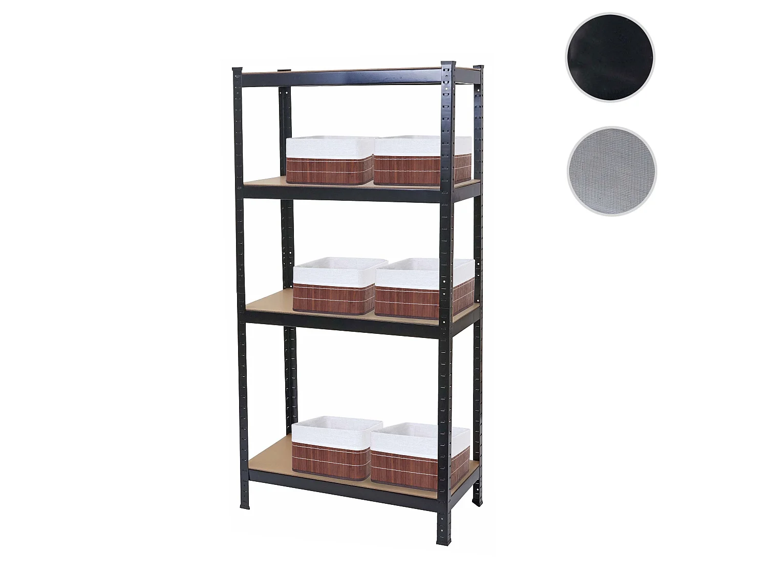 Rayonnage pour charges lourdes MCW-D67 avec 6x paniers,  noir