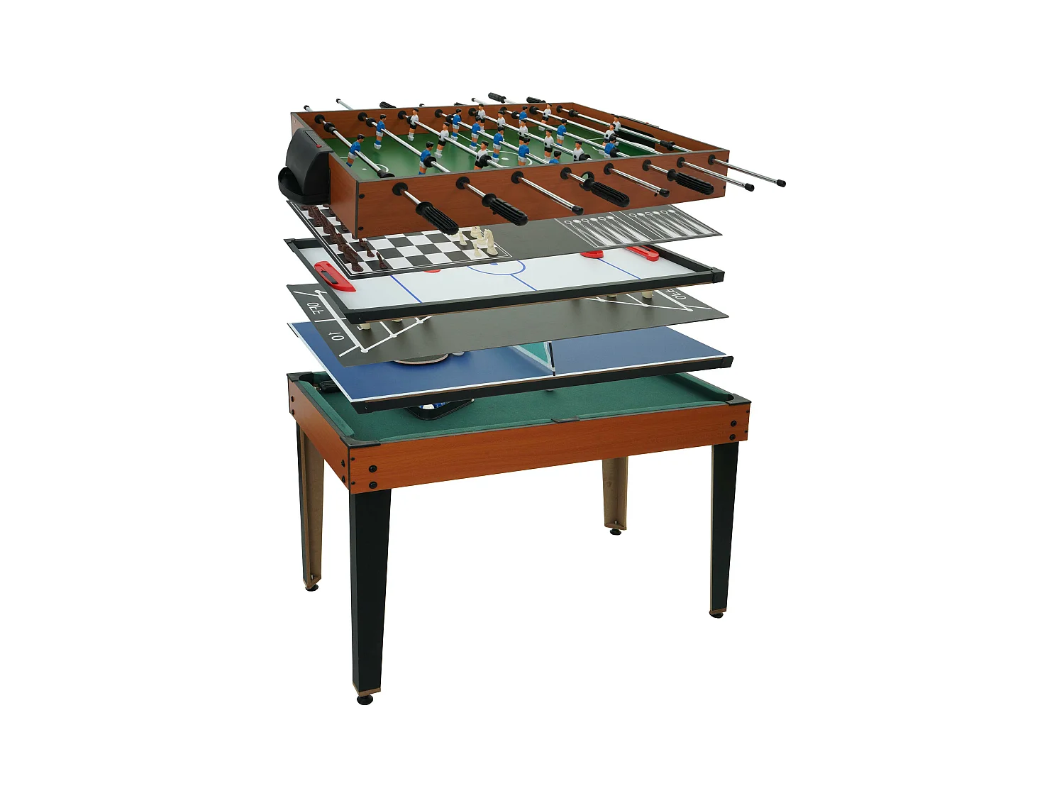 Tavolo da gioco 7in1 calcio balilla biliardo hockey bowling ping pong MCW-M33 80x123x101cm MDF