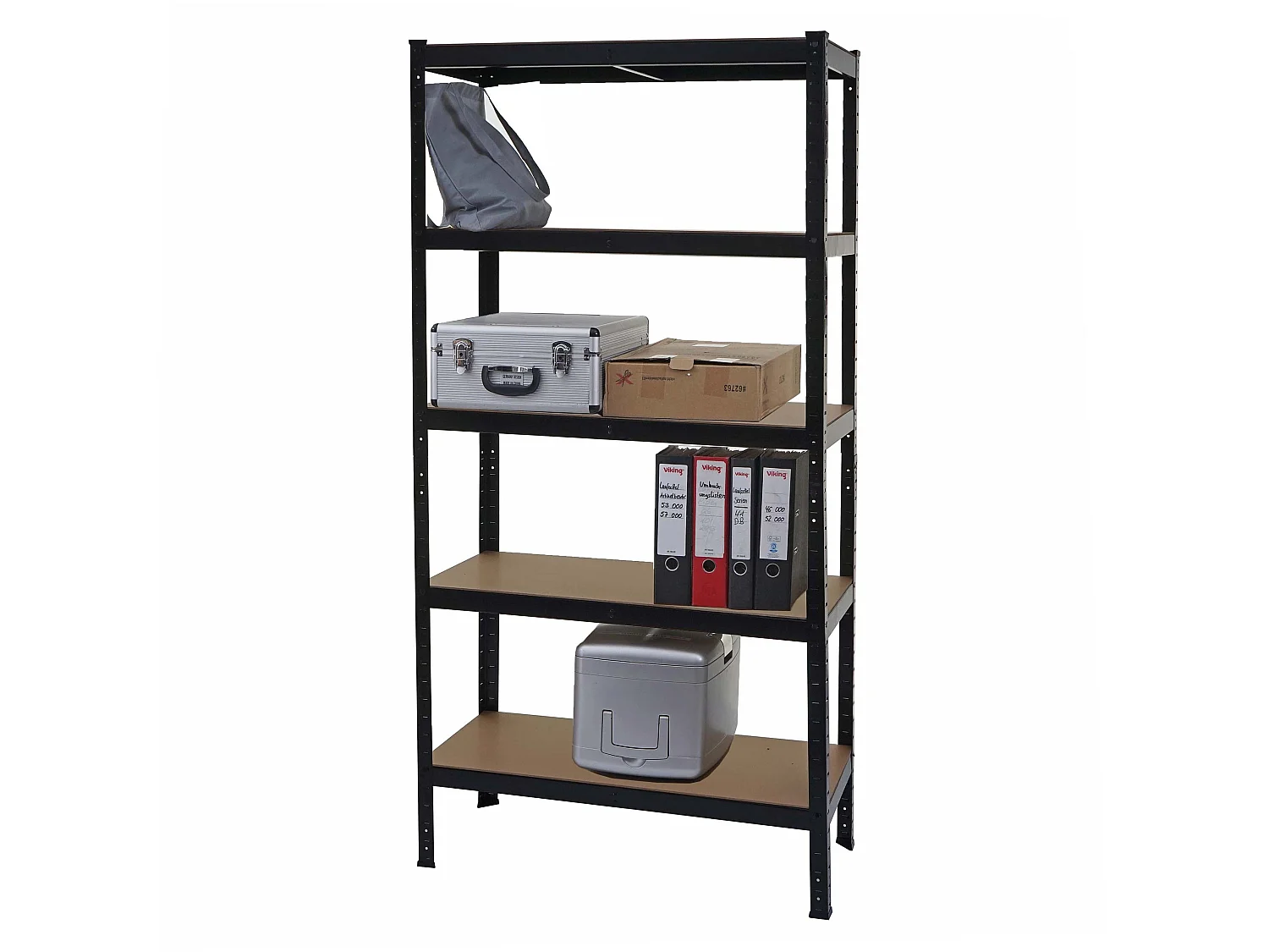 Scaffale officina ufficio garage MCW-E33 metallo MDF 5x ripiani colore nero