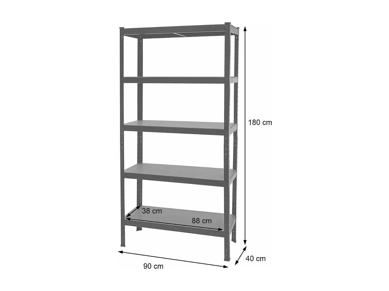 Zwaar belastbaar rek MCW-E33,  zwart 180x90x40cm