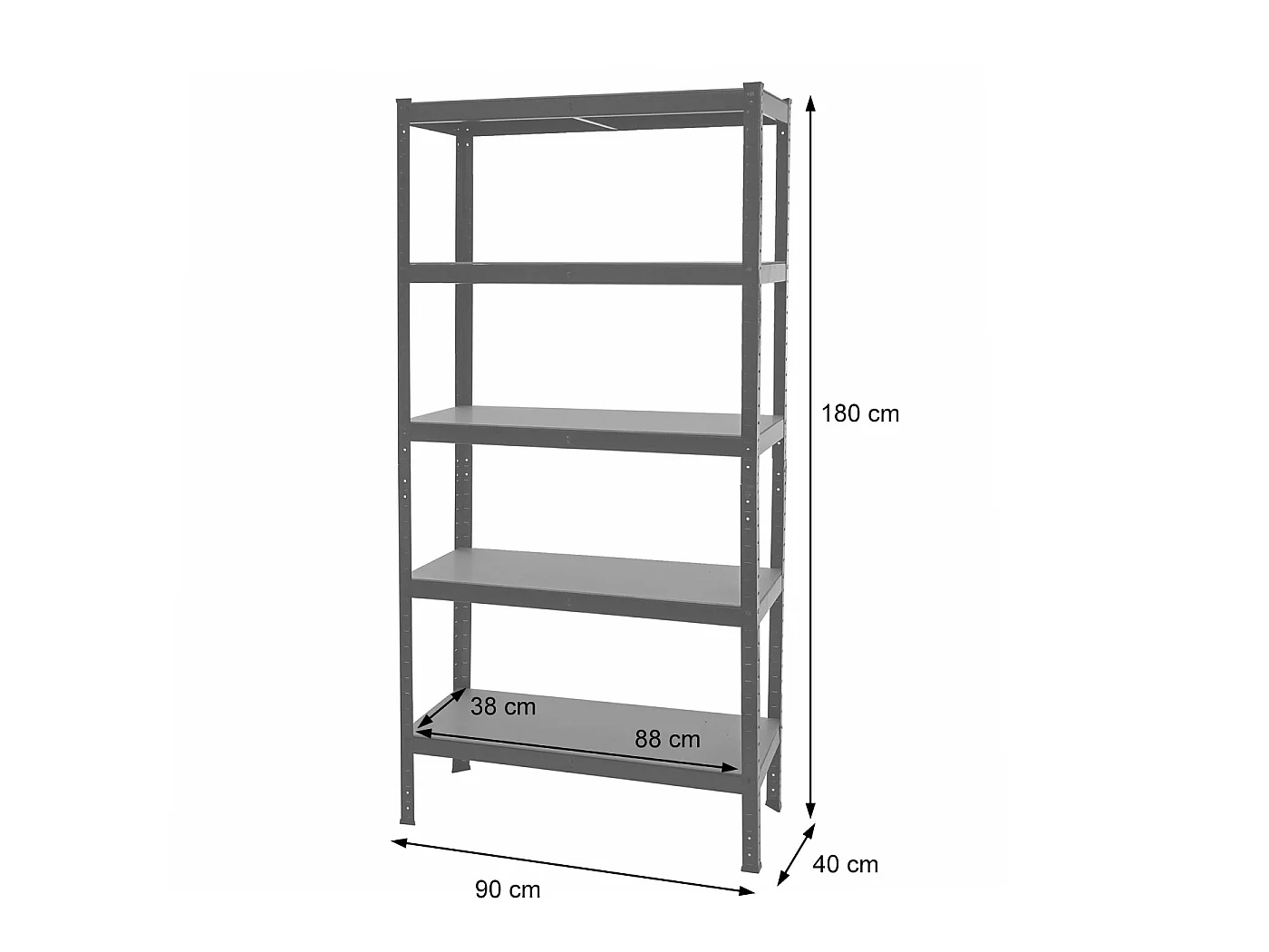 Zwaar belastbare stelling MCW-E33 (set van 2),  zwart 180x90x40cm